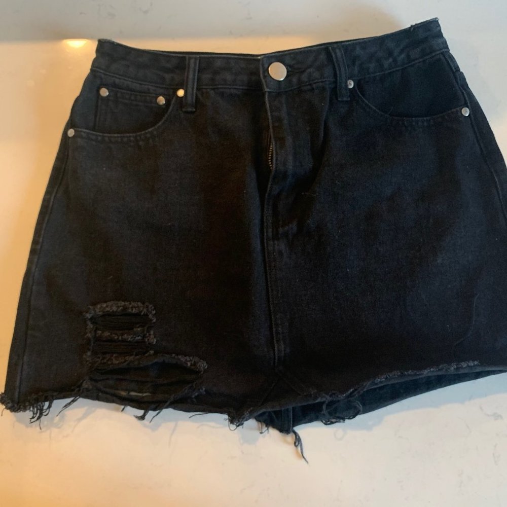 Tobi Black Denim Skirt